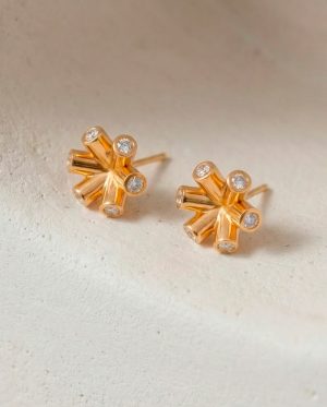 pendientes copo de nieve oro 18k y diamantes