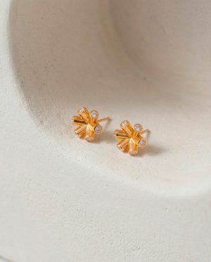pendientes copo de nieve oro 18k y diamantes