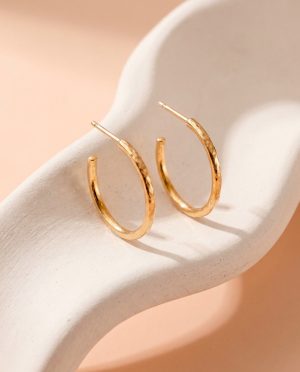 pendientes aros martillados bañados en oro