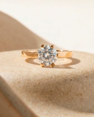 solitario de plata bañado en oro